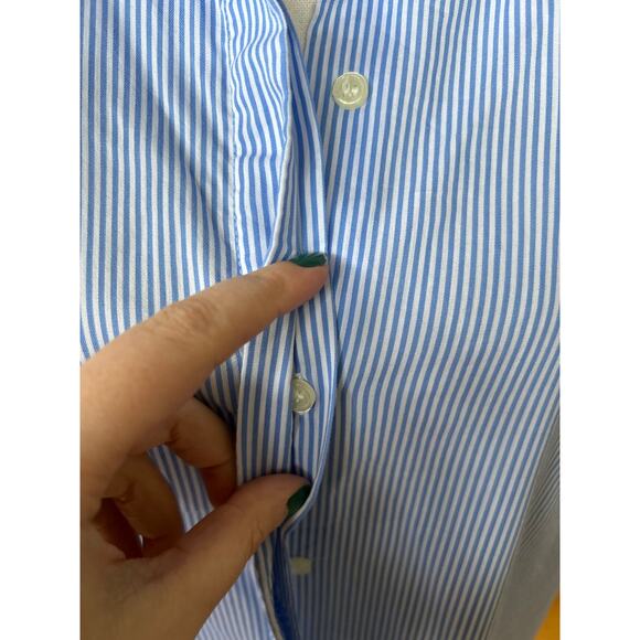 Lord & Taylor Light Blue White Pin Stripe Sleeveless Button Down Tank - Picture 2 of 8